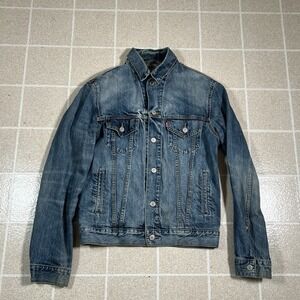 Levis Button Front Denim Blue Jean Trucker Jacket Men Size S